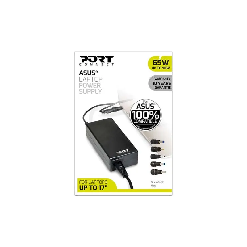 Chargeur secteur pour ordinateur portable avec plusieurs embouts 65W - PORT DESIGNS - 900093B-AS