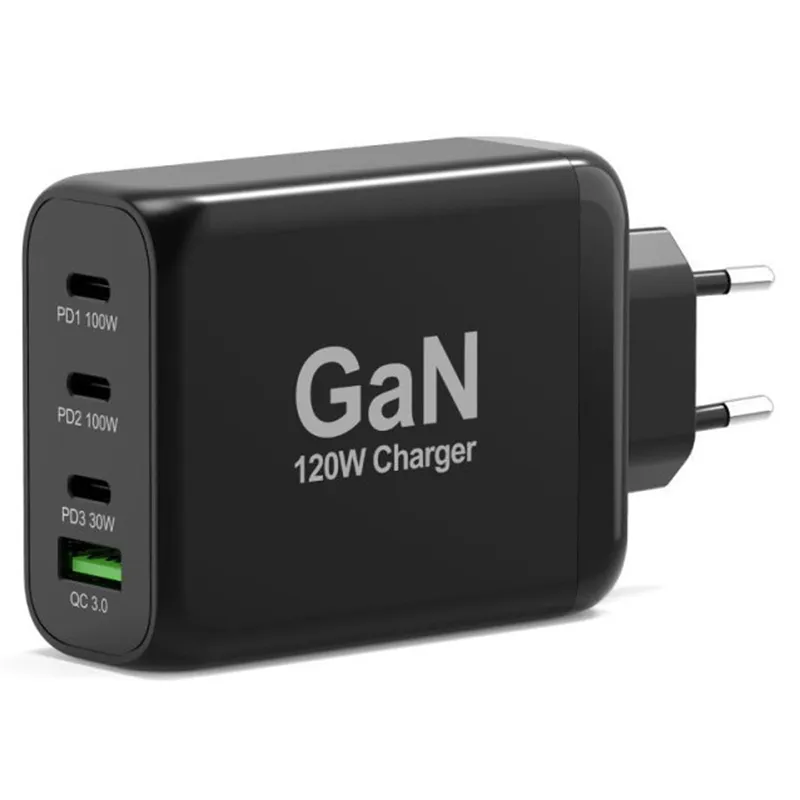 Chargeur secteur GaN 120W 3x USB-C + 1x USB-A Noir - PORT DESIGNS - 900107-EU