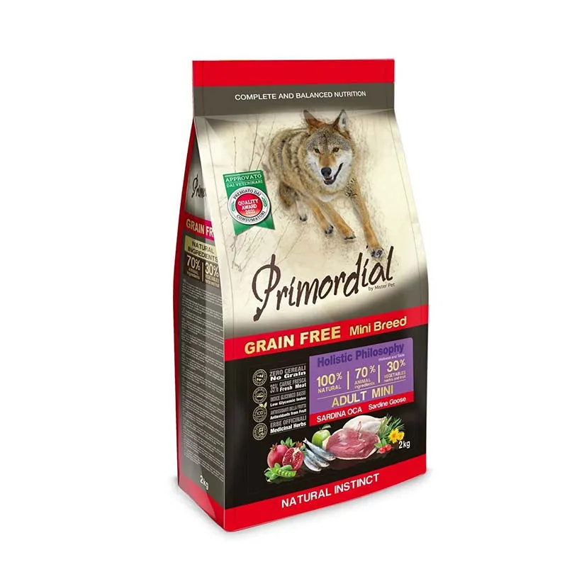 Croquettes pour chien Mini Adulte Sardine & Oie 6kg - PRIMORDIAL 