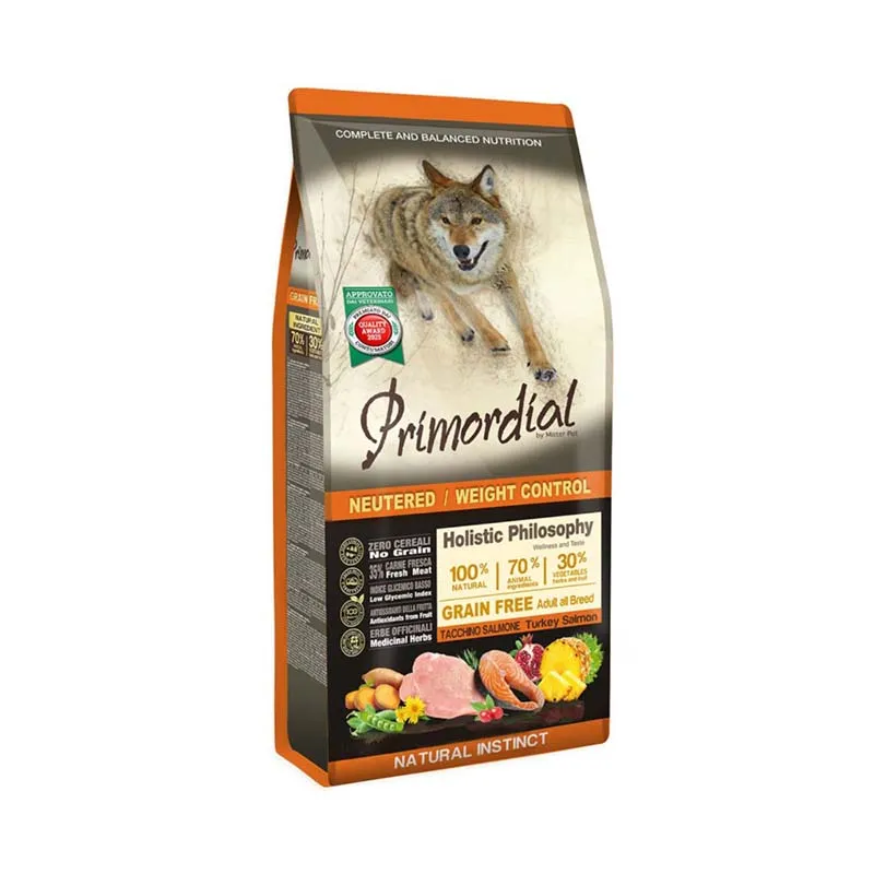 Croquettes pour chien adulte Stérilisé Dinde & Saumon 2kg - PRIMORDIAL