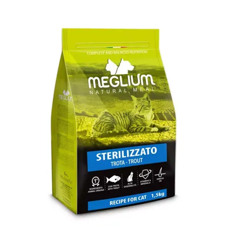Croquettes pour chat adulte stérilisé Truite 10 kg - MEGLIUM