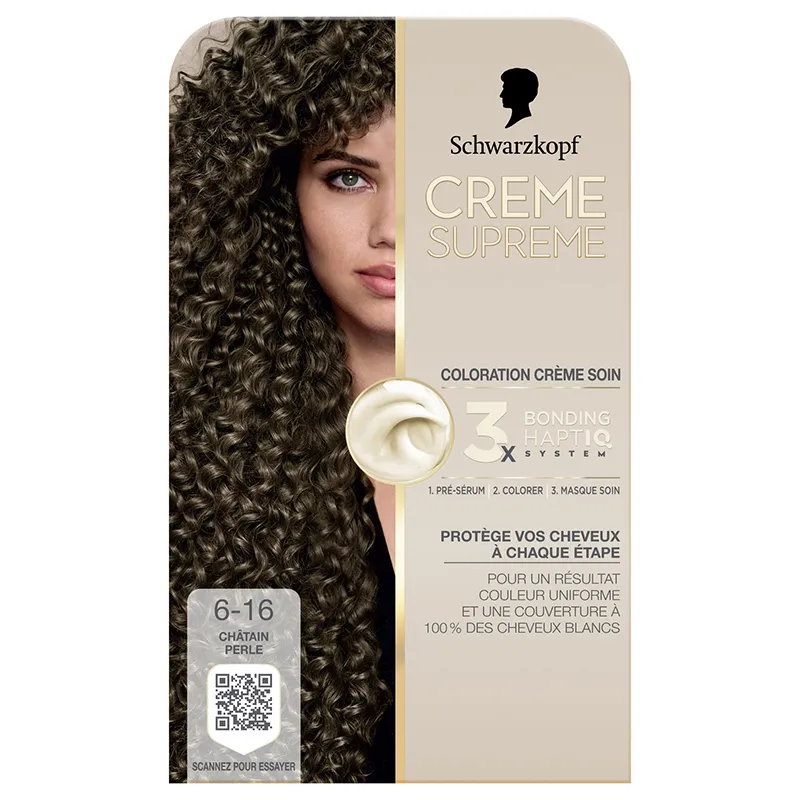 Coloration permanente crème Suprême 6-16 Châtain Perle - SCHWARZKOPF