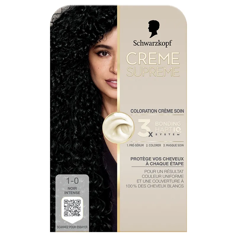Coloration permanente crème Supreme 1-0 Noir Intense - SCHWARZKOPF