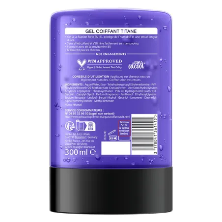 Gel coiffant Titane fixation forte 300ml - TAFT