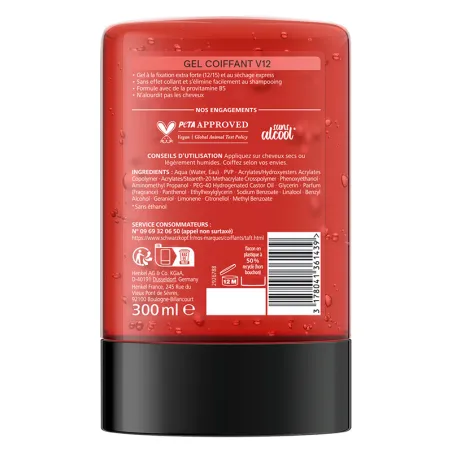 Gel coiffant Power Gel V12 300ml - TAFT
