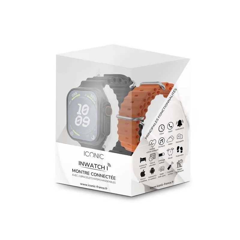 Montre connectée Inwatch I noir + 2 bracelets - ICONIC - INWATCHIBLACK12