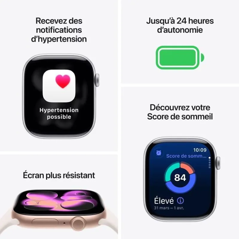 Apple Watch Series 11 GPS 46mm boitier en aluminium noir et bracelet sport noir S/M - APPLE - MEUW4ZR/A
