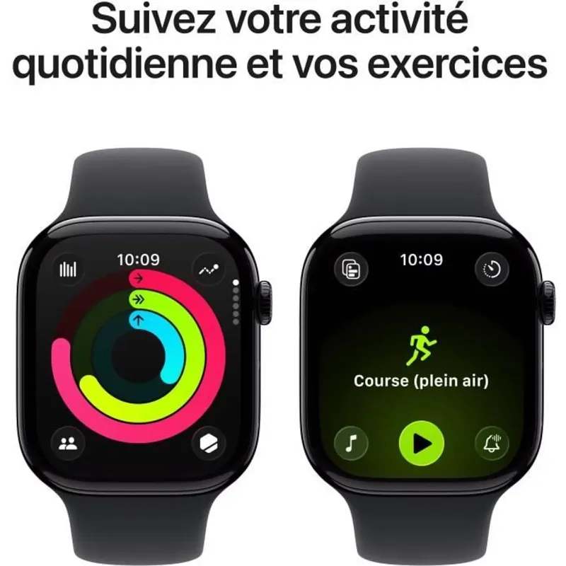 Apple Watch Series 11 GPS 46mm boitier en aluminium noir et bracelet sport noir S/M - APPLE - MEUW4ZR/A