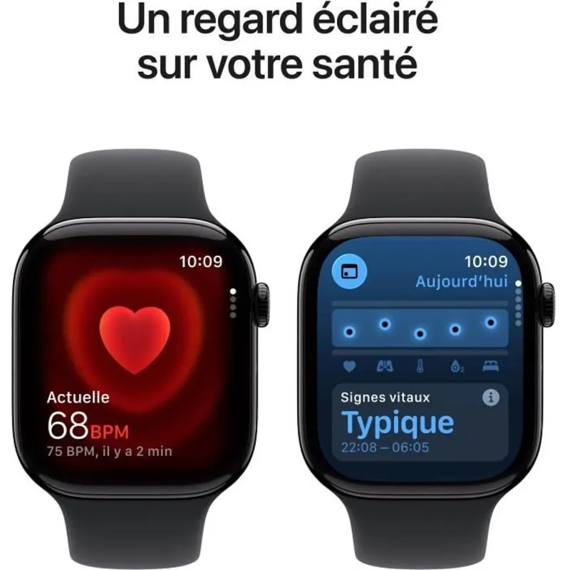 Apple Watch Series 11 GPS 46mm boitier en aluminium noir et bracelet sport noir S/M - APPLE - MEUW4ZR/A
