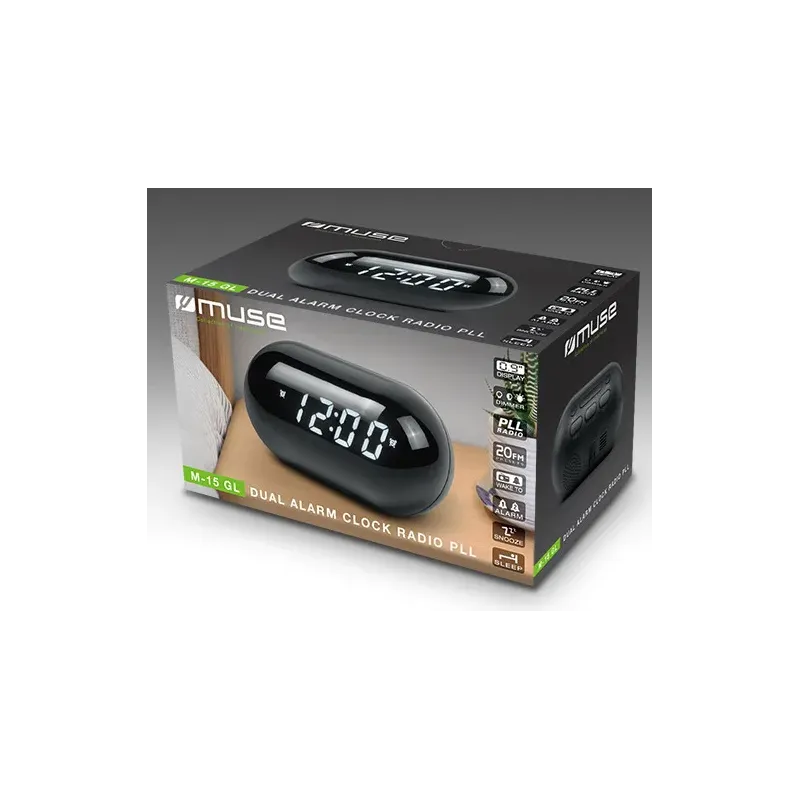 Radio-réveil noir - MUSE - M-15GL