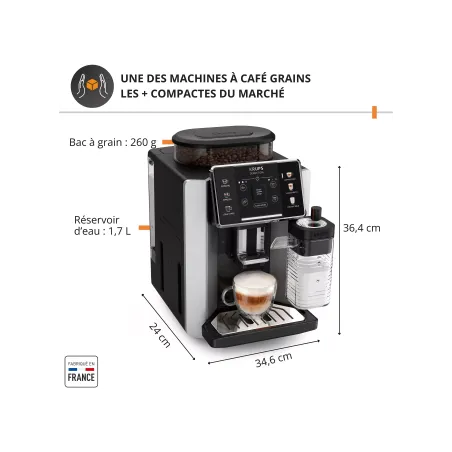 Machine à expresson avec broyeur Sensation Lait 1450W noir - KRUPS - EA912HF1