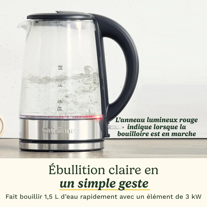Bouilloire en verre 1,5L 3000W - CUISINART - GK15E
