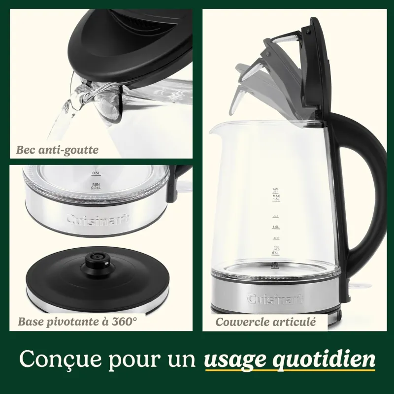 Bouilloire en verre 1,5L 3000W - CUISINART - GK15E