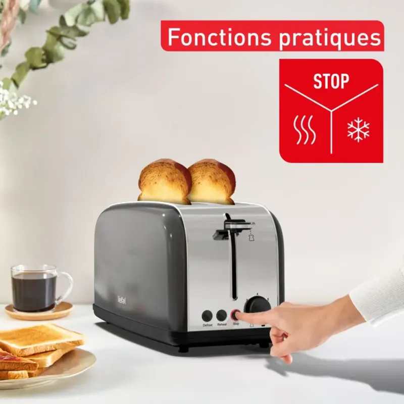 Grille-pain 2 fentes 1400W noir - TEFAL - TL520810