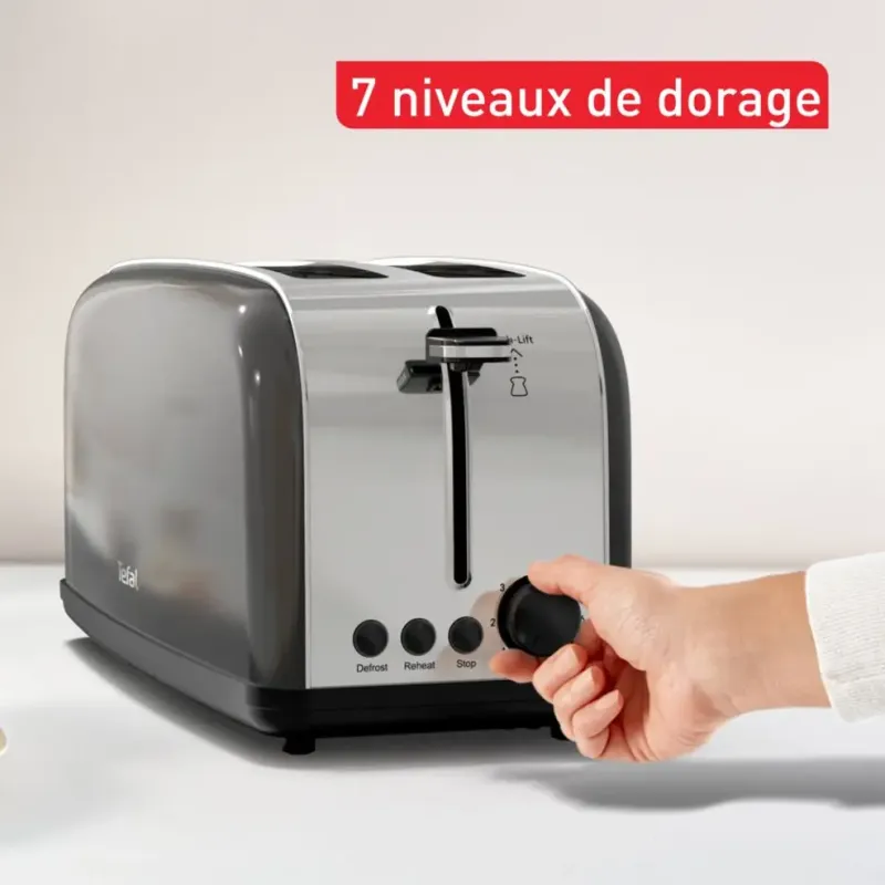 Grille-pain 2 fentes 1400W noir - TEFAL - TL520810