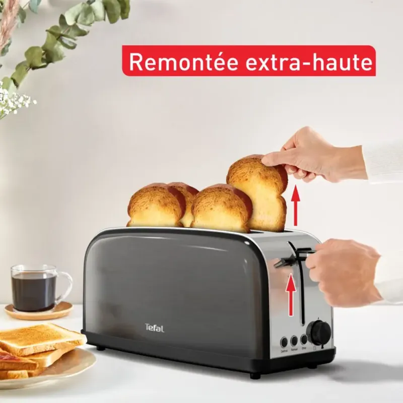 Grille-pain 2 fentes 1400W noir - TEFAL - TL520810