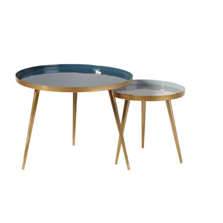 Avril - Tables gigognes en métal bleu et doré - MAISONS DU MONDE