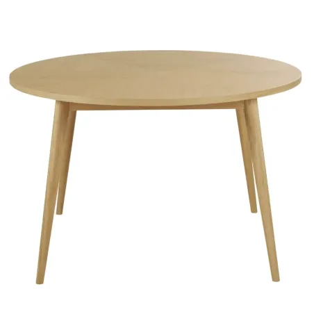 Origami - Table à manger ronde en chêne massif et placage chêne 4/6 personnes D120 - MAISONS DU MONDE