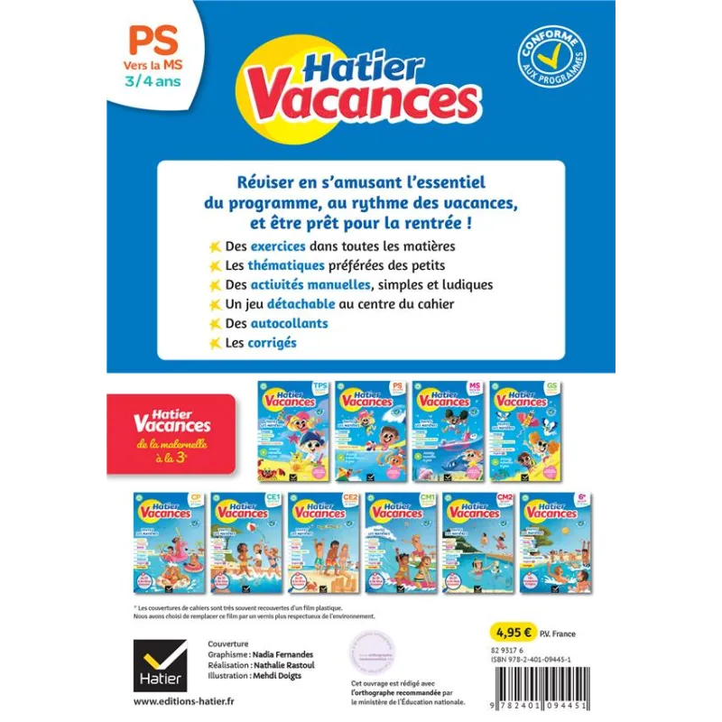 Hatier vacances : toutes les matières ; PS vers MS - Cyril Hahn, Eliane Spampinato - Hatier - Grand format - ravate.com librairi