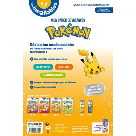 Les incollables : Pokémon ; mon cahier de vacances ; de la GS au CP (édition 2021) - Collectif - Éditions playBac - Grand... - r