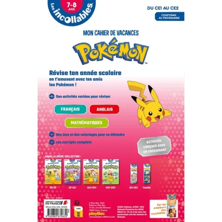 Les incollables : Pokémon ; mon cahier de vacances ; du CE1 au CE2 (édition 2022) - Collectif - Éditions playBac - Grand... - ra