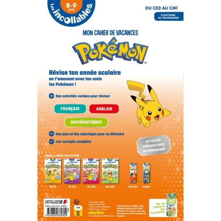 Les incollables : Pokémon ; mon cahier de vacances ; CE2 vers CM1 - Collectif - Éditions playBac - Grand format - Espace... - ra