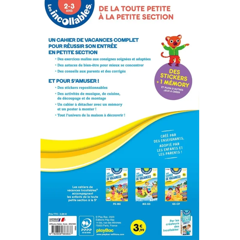 Les incollables : mon cahier de vacances ; de la TPS à la PS - Collectif - Éditions playBac - Grand format - ravate.com librairi