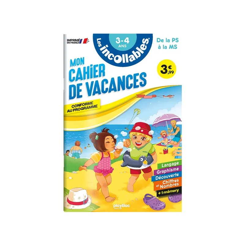 Les incollables : mon cahier de vacances ; de la PS à la MS - Collectif - Éditions playBac - Grand format - ravate.com librairie