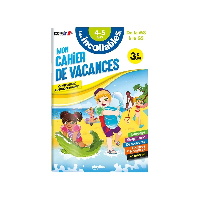 Les incollables : mon cahier de vacances ; de la MS à la GS - Collectif - Éditions playBac - Grand format - ravate.com librairie
