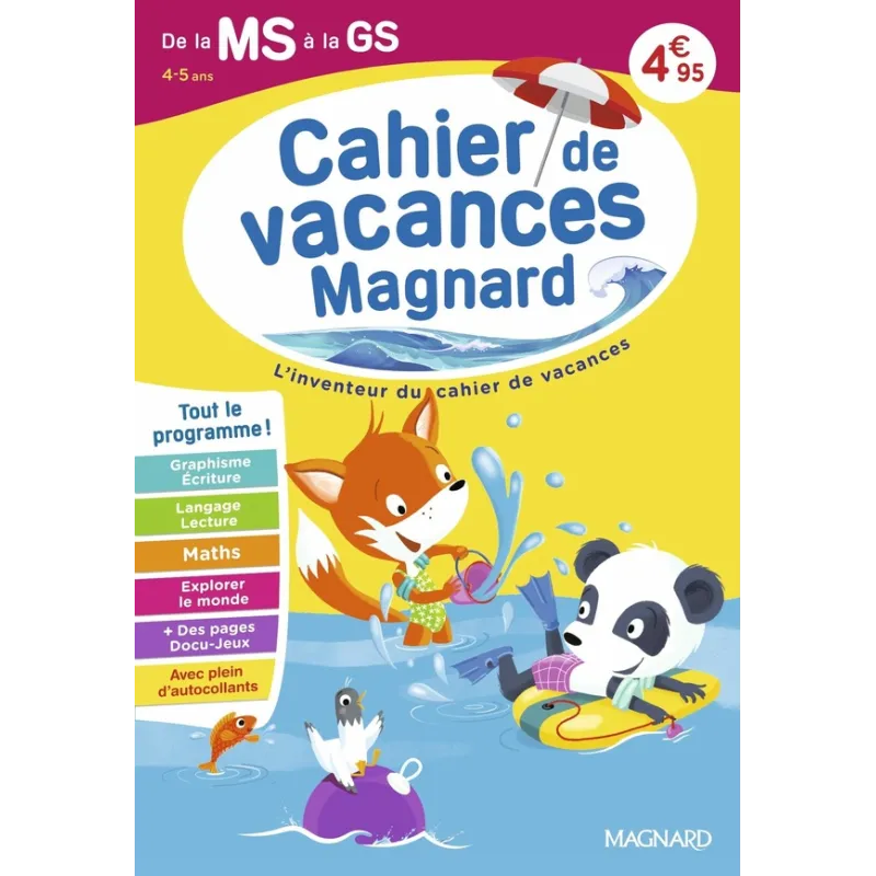 Cahier de vacances : De la MS vers la GS 4-5 ans : Magnard, l - ravate.com librairie reunion