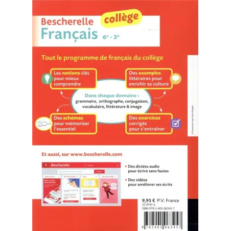 Bescherelle : français ; grammaire, orthographe, conjugaison, vocabulaire, littérature & image ; collège - Marie-pierre... - rav
