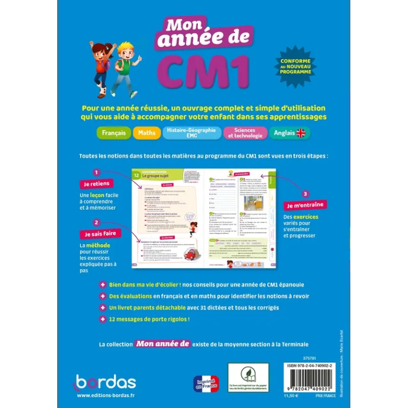 Mon année de : CM1 ; Toutes les matières (édition 2026) - Laurence Pineau, Elodie Alperin, Emilie Flechel, Francine... - ravate.