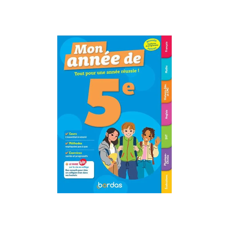 Mon année de : 5e ; Toutes les matières (édition 2024) - Collectif - Éditions Bordas - Grand format - ravate.com librairie reuni