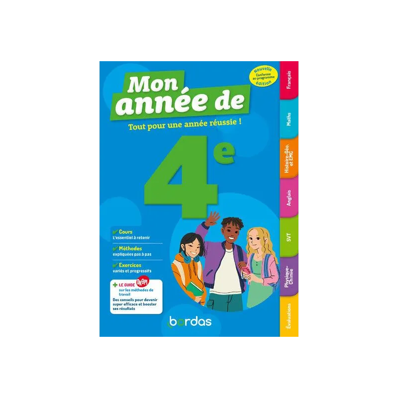 Mon année de : 4e ; Toutes les matières (édition 2024) - Collectif - Éditions Bordas - Grand format - ravate.com librairie reuni