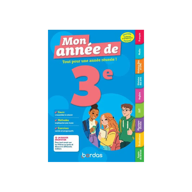 Mon année de : 3e ; Toutes les matières (édition 2024) - Collectif - Éditions Bordas - Grand format - ravate.com librairie reuni