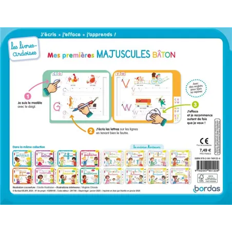 Les livres-ardoises : mes premières majuscules bâton ; à partir de 4 ans (édition 2023) - Virginie Chiodo, Cécile Hudrisier... -
