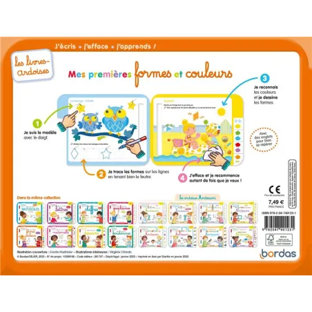 Les livres-ardoises : mes premières formes et couleurs ; à partir de 3 ans (édition 2023) - Virginie Chiodo, Cécile... - ravate.