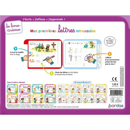 Les livres-ardoises : mes premières lettres minuscules ; à partir de 4 ans (édition 2023) - Cécile Hudrisier, Elen Lescoat -... 
