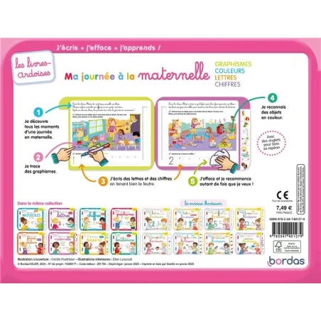 Les livres-ardoises : ma journée à la maternelle : graphisme, couleurs, lettres, chiffres ; à partir de 3 ans (édition 2023)... 
