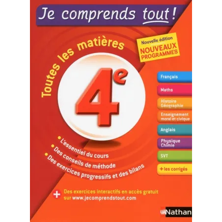 Je comprends tout Tome 8 : 4ème toutes les matières (édition 2016)