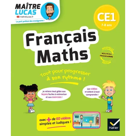 C'est simple avec Maître Lucas : Français et Maths CE1 Cahier de soutien avec des vidéos : Leçons et exercices corrigés