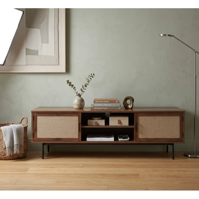 Meuble TV décor façades en tissu L140 cm Jetson - CALICOSY - 14298133