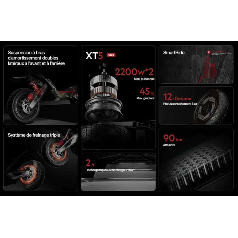 Trottinette électrique XT5 Ultra 1000W grise - NAVEE - NAVEEXT5ULTRA