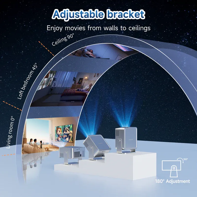 Mini vidéoprojecteur portable Android 14, 1100ANSI 1080P HY450GT grise - MAGCUBIC - HY450GT