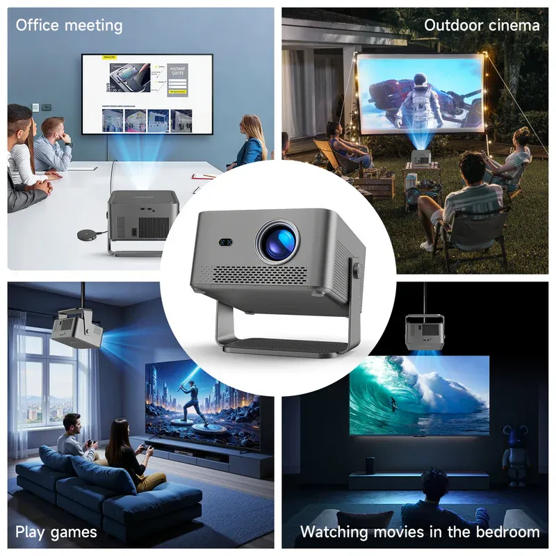 Mini vidéoprojecteur portable Android 14, 1100ANSI 1080P HY450GT grise - MAGCUBIC - HY450GT