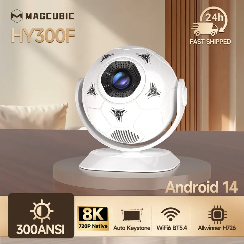 Mini vidéoprojecteur portable Android 14, 300ANSI 720P HY300F blanc - MAGCUBIC - HY300F
