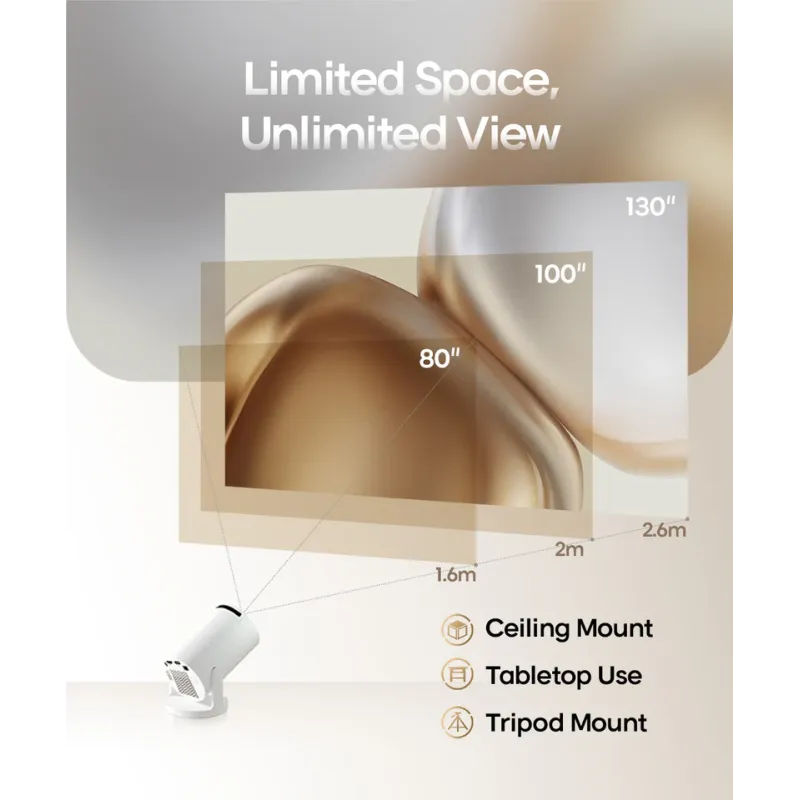 Mini vidéoprojecteur portable Android 14, 200ANSI 720P HY300 PRO blanc - MAGCUBIC - HY300PROWHITE