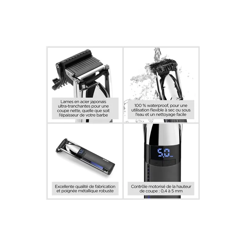 Tondeuse barbe sans fil BaByliss Stubble Trimmer Super-X Metal Series S996E Noir