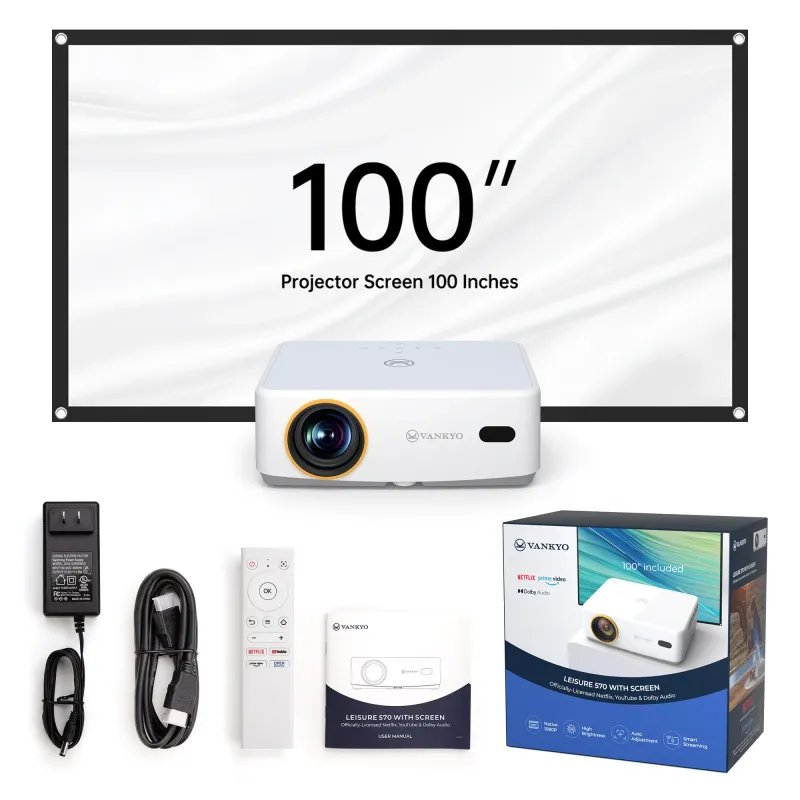 Vidéoprojecteur connecté FHD 1080P 200ANSI blanc + écran 100"  - VANKYO - LEISURE 570B