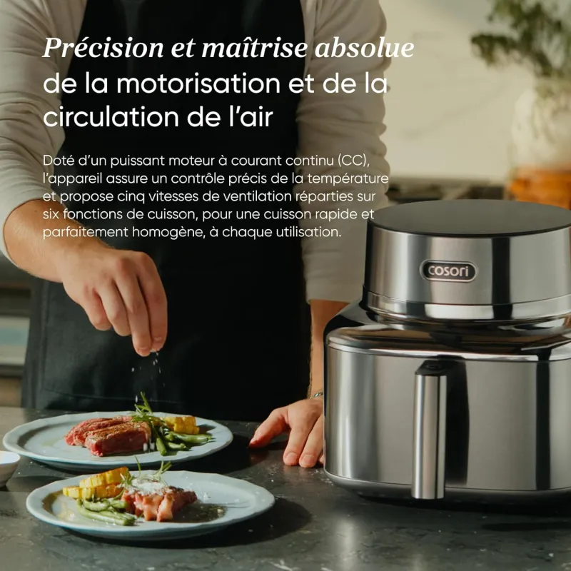 Friteuse sans huile à air chaud connectée Iconic 6,2L en acier inoxydable  - COSORI - COAFSE601SS